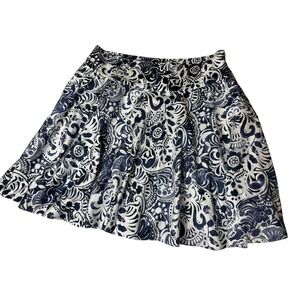 Lauren Ralph Lauren Skirt 14P Blue White Floral Cotton A-Line Petite Pockets